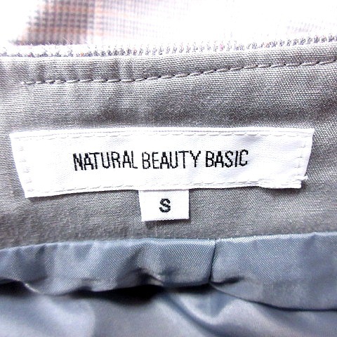 ナチュラルビューティーベーシック NATURAL BEAUTY BASIC スカート タイト ミモレ ロング グレンチェック ウエストマーク S グレー /RT レ_画像5