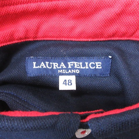 ラウラフェリーチェ LAURA FELICE ポロシャツ ボタンダウン 鹿の子 半袖 48 紺 ネイビー /YI メンズ_画像5