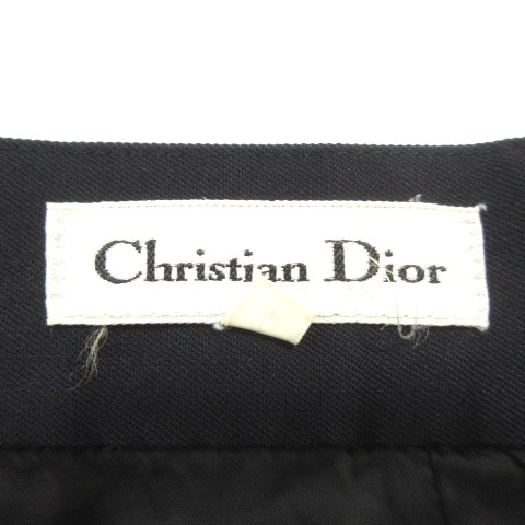 クリスチャンディオール Christian Dior ハイウエスト スラックス テーパード パンツ ウール 薄手 Lサイズ 黒 ブラック IBO49 レディース_画像5