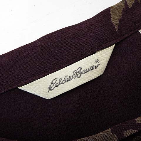 エディーバウアー EDDIE BAUER スカート ロングスカート マキシ フレア 花柄 フラワー シフォン シアー L 8 ボルドー 茶 ブラウン_画像4