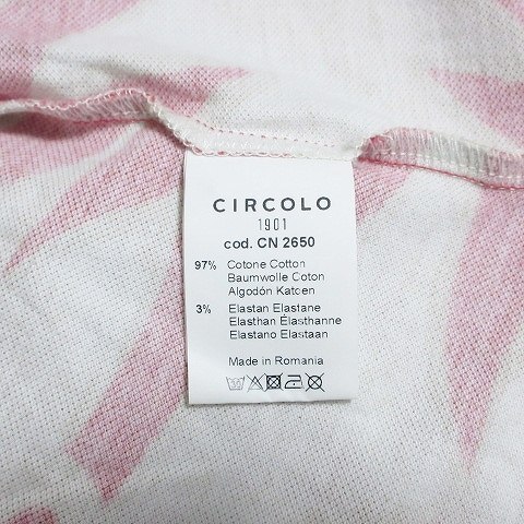チルコロ1901 CIRCOLO1901 美品 半袖 シャツ オープンカラー ハイビスカス 花柄 M 赤 レッド IBO49 X メンズ_画像8
