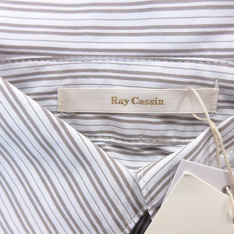 未使用品 レイカズン Ray cassin ステンカラーシャツ ブラウス オーバーサイズ ストライプ 長袖 F 白 ホワイト /AU レディース_画像6