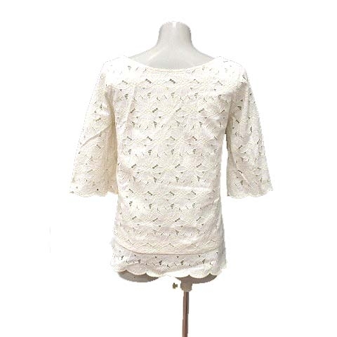  Ships SHIPS blouse total race 7 minute sleeve white white /YK lady's 