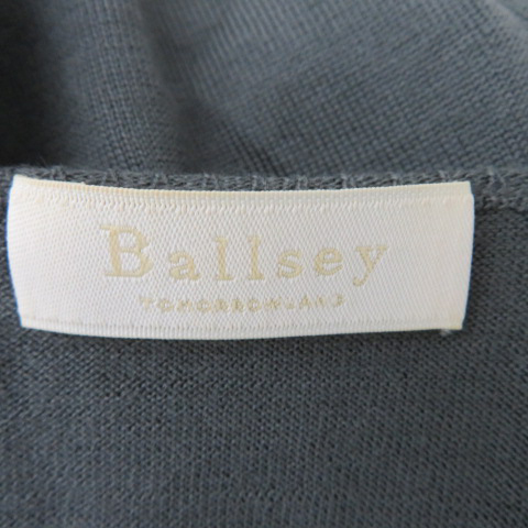  Ballsey BALLSEY Tomorrowland cardigan middle height round neck plain wool S dark gray /YK38 lady's 