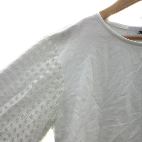 DHOLIC ディーホリック Tシャツ カットソー 七分袖 ラウンドネック 無地 白 ホワイト /YS28 レディース_画像3