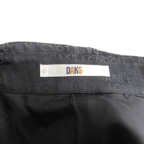 ダックス DAKS 美品 ジャケット 長袖 背抜き ロゴ ベルト コットン 総柄 11-361437 黒 ブラック 38 M位 レディース_画像7