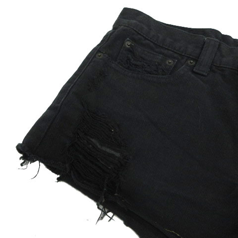  Moussy moussy брюки Denim шорты повреждение обработка кромка cut off хлопок черный чёрный 1 женский 