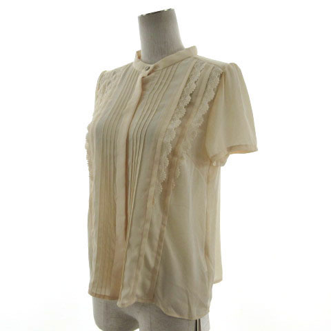  theory theory shirt blouse bow Thai gya The - long sleeve silk 100% beige S lady's 