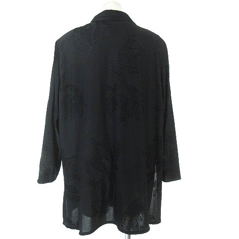  Nicole Niccole ensemble embro Ida Lee shirt jacket long sleeve cut and sewn 7 minute sleeve total embroidery thin large size black black 15BR