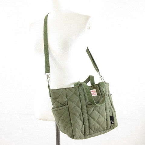  Roo большая сумка rootote ручная сумочка плечо 2WAY стеганое полотно хаки зеленый *A336 женский 