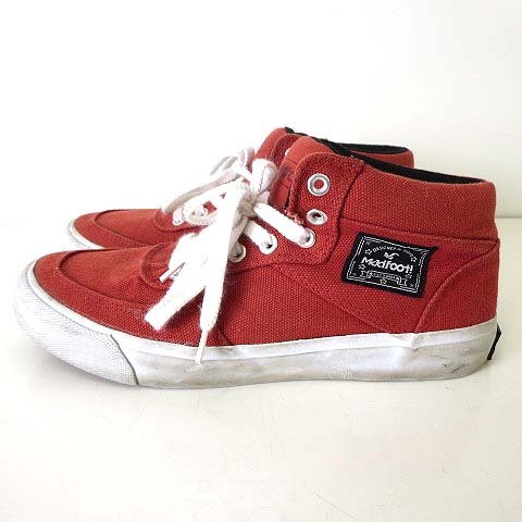 Madfoot マッドフット スニーカー シューズ キャンバス ハイカット 25.5cm 赤 レッド 朱色 白 くつ 靴 メンズ_画像2