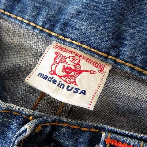 トゥルーレリジョン TRUE RELIGION JOEY USA製 デニム ハーフパンツ ショートパンツ ダメージ ウォッシュ加工 29 インディゴブルー メンズ_画像5