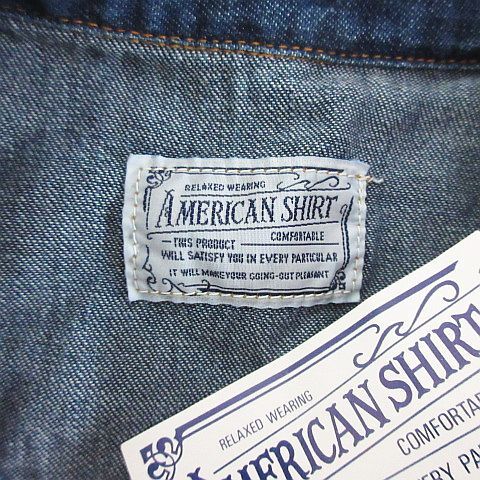 未使用品 AMERICAN SHIRT ウェスタンシャツ ノースリーブ デニム コットン F インディゴ ※EKM レディース_画像4