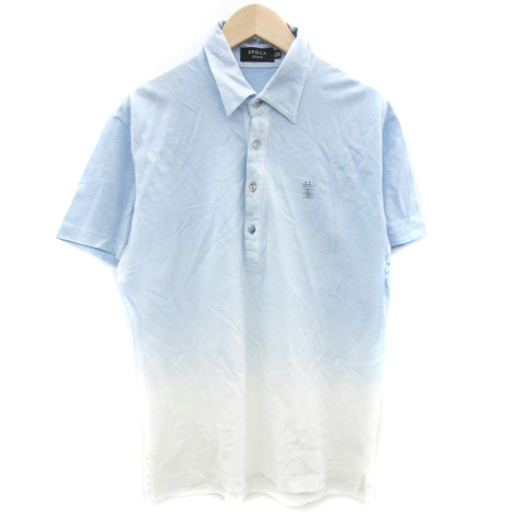 エポカ ウォモ EPOCA UOMO ポロシャツ 半袖 ポロカラー グラデーション ラインストーン 46 ライトブルー 水色 /YM41 メンズ_画像1