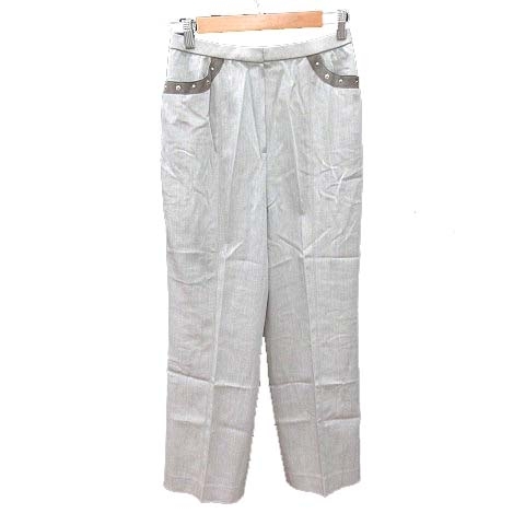  Leilian Leilian wide pants slacks long switch fake suede studs 11 gray /CT #MO lady's 