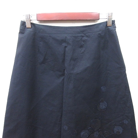 カールラガーフェルド KARL LAGERFELD 台形スカート ロング 刺繍 紺 ネイビー /YI レディースの画像2