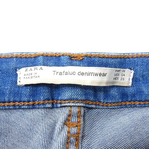 ザラ トラファルック ZARA Trafaluc デニムパンツ ジーンズ スキニー ウォッシュ加工 カットオフ 36 青 ブルー /MN レディース_画像5