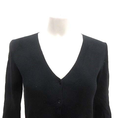  Indivi INDIVI cardigan knitted V neck long sleeve 38 black black /YK lady's 