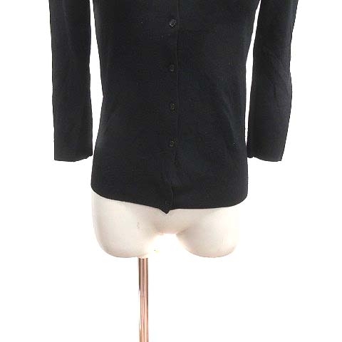  Indivi INDIVI cardigan knitted V neck long sleeve 38 black black /YK lady's 