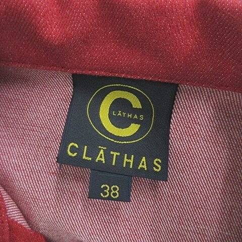 クレイサス CLATHAS デニムジャケット ジージャン 長袖 スナップボタン ストレッチ 綿 赤 レッド 38 レディース_画像3