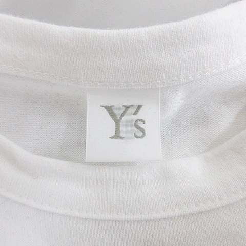 ワイズ Y's Tシャツ カットソー 半袖 丸首 ドローイング プリント 綿 白 ホワイト 2 メンズ レディース_画像3