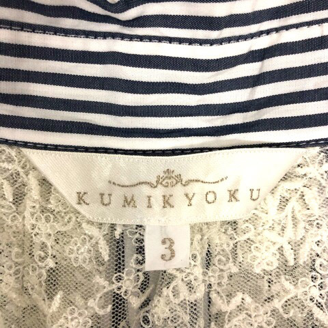 k Miki .k Kumikyoku KUMIKYOKU shirt blouse cotton strut race long height long sleeve 3 navy blue navy white white lady's 