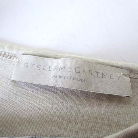 ステラマッカートニー STELLA McCARTNEY カットソー Tシャツ 半袖 サークルシルエット ゼブラ プリント S 36 ライトベージュ 黒 正規品の画像5