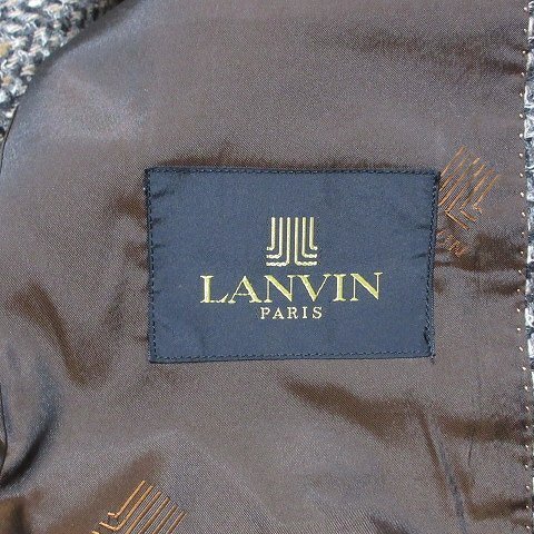 ランバン LANVIN テーラード ジャケット 上着 ツイード シングル 背抜き 2B くるみボタン ウール R46-44 M相当 茶 ブラウン ■GY31 X_画像9