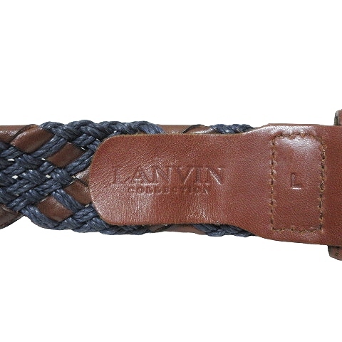 ランバン LANVIN COLLECTION ベルト メッシュ レザーコンビ L 紺 茶 ■GY18 X メンズ_画像7