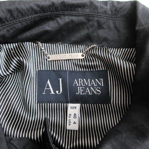 アルマーニ ジーンズ ARMANI JEANS シングルジャケット ベルト付き ジップアップ 黒 ブラック EU 40 L位 ■GY14 レディース_画像4