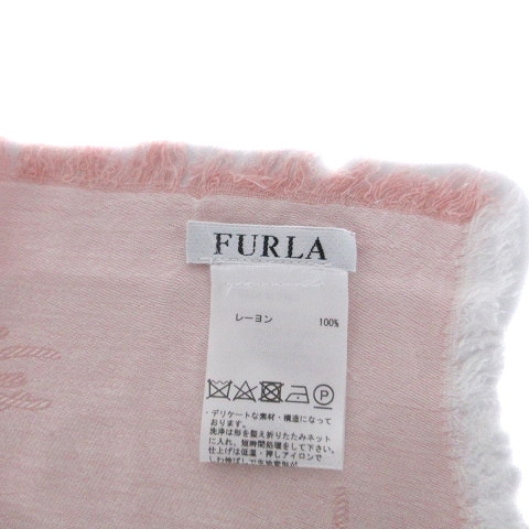  Furla FURLA stole shawl large size Italy made fringe pink small articles #GY14 lady's 