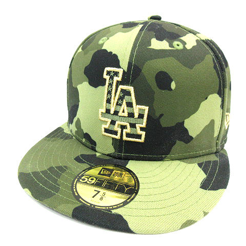 ニューエラ NEW ERA 軍隊記念日 迷彩 カモフラ 59FIFTY LA CAP ドジャース ベースボール キャップ 帽子 7 5/8 60.6cm_画像1