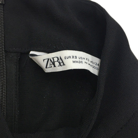 ザラ ZARA ワンピース フレア ロング ハイネック 無地 長袖 USA XS 黒 ブラック レディース_画像5