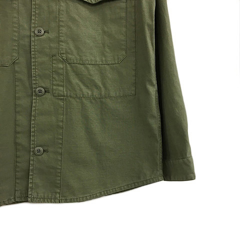 ベイフロー BAYFLOW シャツ ジャケット スタンダード プリント ロゴ 刺繍 長袖 2 緑 グリーン メンズ_画像3