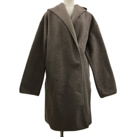  As Know As as know as coat boa long hood piping reverse side nappy plain long sleeve tea Brown lady's 