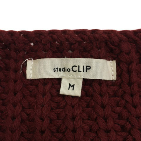 スタディオクリップ Studio Clip セーター ニット プルオーバー Vネック 無地 長袖 M 赤 ボルドー レッド レディース_画像5