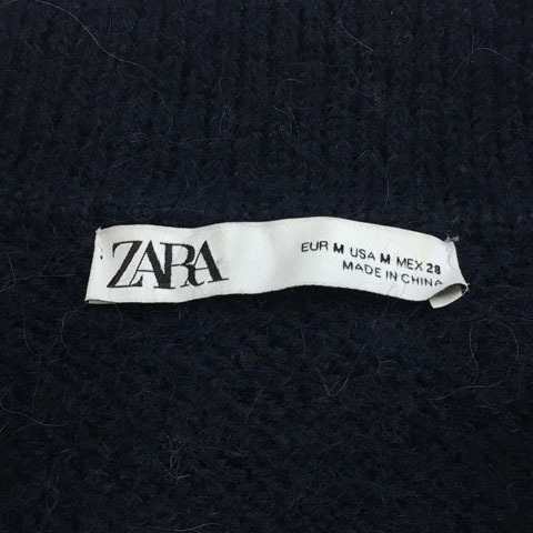 ザラ ZARA セーター ニット プルオーバー ビックカラー アルパカ混 長袖 USA M 紺 ネイビー レディース_画像5