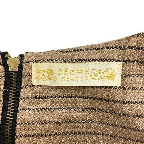 ビームスハート BEAMS HEART ブラウス カットソー プルオーバー ラウンドネック ボーダー 七分袖 茶 ベージュ ブラウン レディース_画像5