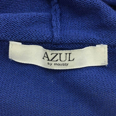 アズールバイマウジー AZUL by moussy チュニック セーター ニット プルオーバー フード 無地 長袖 M 青 ブルー レディース_画像5