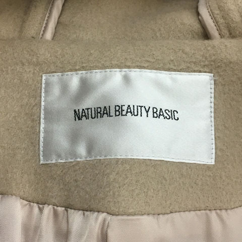 ナチュラルビューティーベーシック NATURAL BEAUTY BASIC コート ダッフル ロング ウール フード 無地 長袖 L ベージュ レディース_画像5