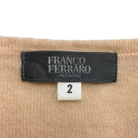 フランコフェラーロ FRANCO FERRARO カーディガン ニット クルーネック アンゴラ混 カシミヤ混 パール 無地 長袖 2 ピンク レディース_画像5