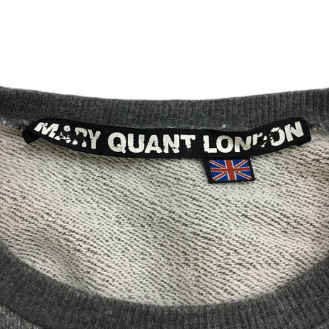 マリークワント MARY QUANT トレーナー スウェット プルオーバー クルーネック プリント 杢 長袖 M グレー レディース_画像5