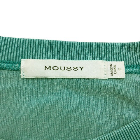  Moussy moussy sweatshirt sweat cut and sewn pull over crew neck plain long sleeve F blue green blue green lady's 