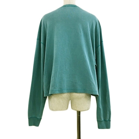  Moussy moussy sweatshirt sweat cut and sewn pull over crew neck plain long sleeve F blue green blue green lady's 