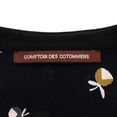 コントワーデコトニエ COMPTOIR DES COTONNIERS ブラウス シャツ バンドカラー 総柄 長袖 11 紺 白 ネイビー ホワイト レディース_画像5