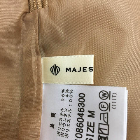 マジェスティックレゴン MAJESTIC LEGON スカート フレア ミニ パール ウエストゴム 無地 M ベージュ 茶 ブラウン レディース_画像5