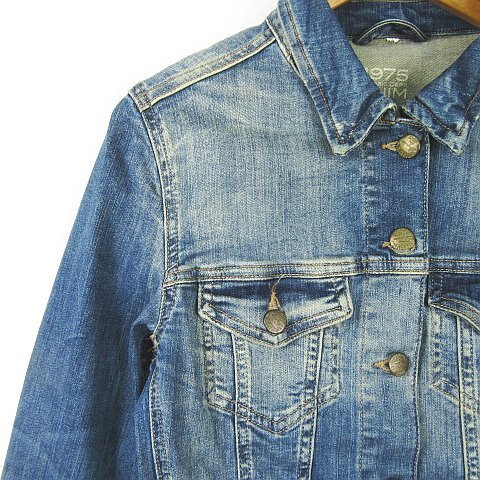 ザラ ベーシック ZARA BASIC Z1975 DENIM デニム ジャケット Ｇジャン S ライトブルー ダメージ加工 6164/052 kz7528 レディース_画像3