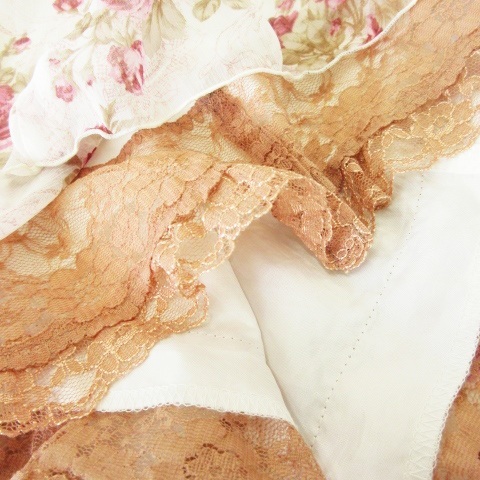  unused goods L'Est Rose L\'EST ROSE skirt flair gya The - knee height sia- chiffon print antique floral print race MT pink 