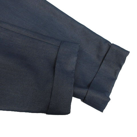 ナチュラルビューティーベーシック NATURAL BEAUTY BASIC パンツ テーパード タック 裾ダブル シャンブレー ネイビー系 紺系 S_画像4