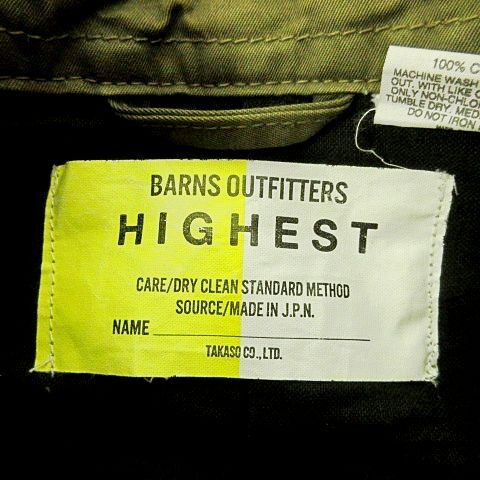 バーンズ アウトフィッターズ BARNS OUTFITTERS バルカラー コート コットン ツイル ジャケット ビジネス カジュアル M カーキ メンズ_画像5
